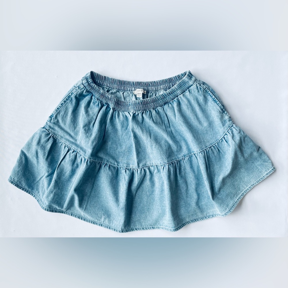 AE Denim Tiered Ruffled Mini Skirt